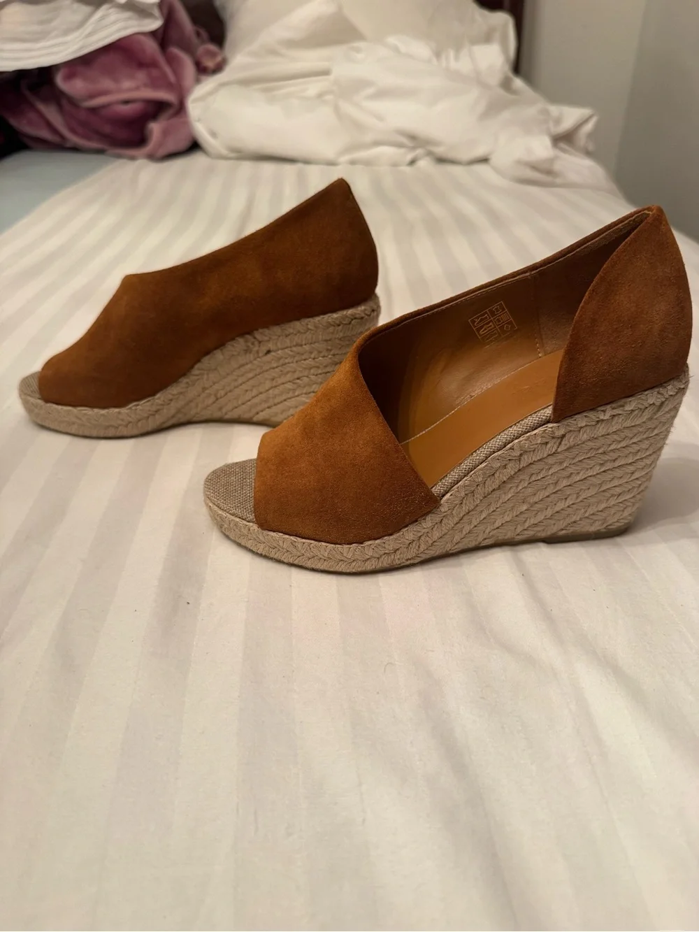 Vince Sonora Tan Suede Open-Toe Espadrilles